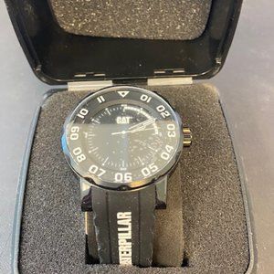 CAT Watch Men's Bold II Stainless Steel Analog-Quartz Watch/Silicone Band, Black